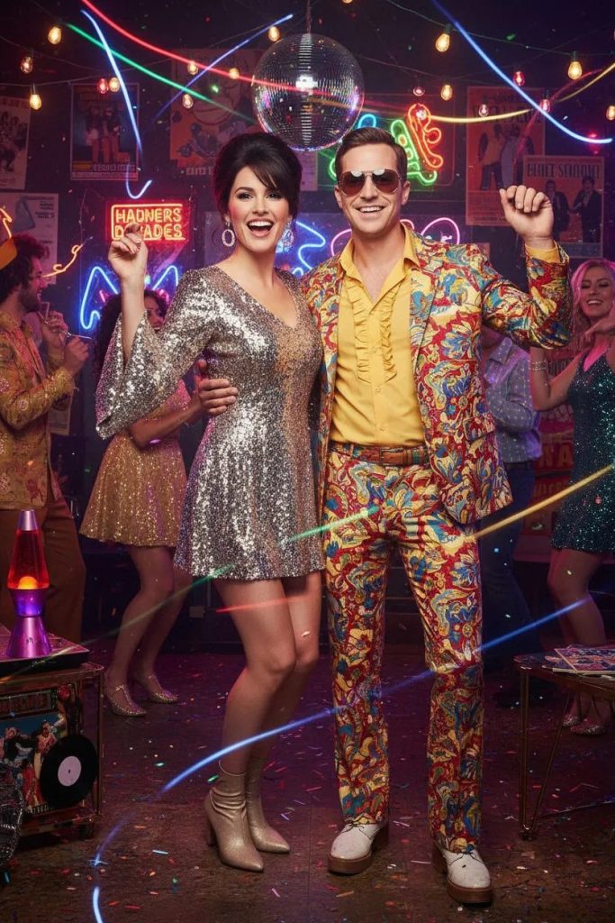 Beispiel für ein optionales KI-Motiv im Retro-Party-Stil